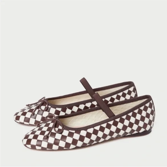 Loeffler Randall Leonie Chocolate/Cream Woven Ballet Flat - Picture 1 of 11